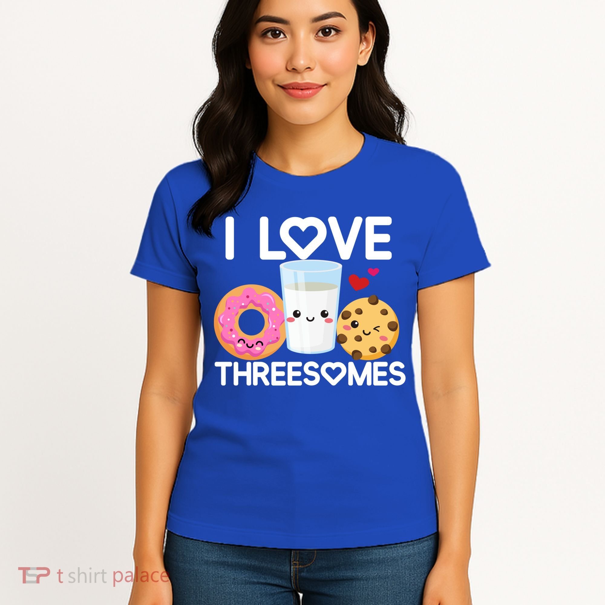 Funny Donut Valentine's Day I Love Threesomes Adult Humor Gift Women's T-Shirt