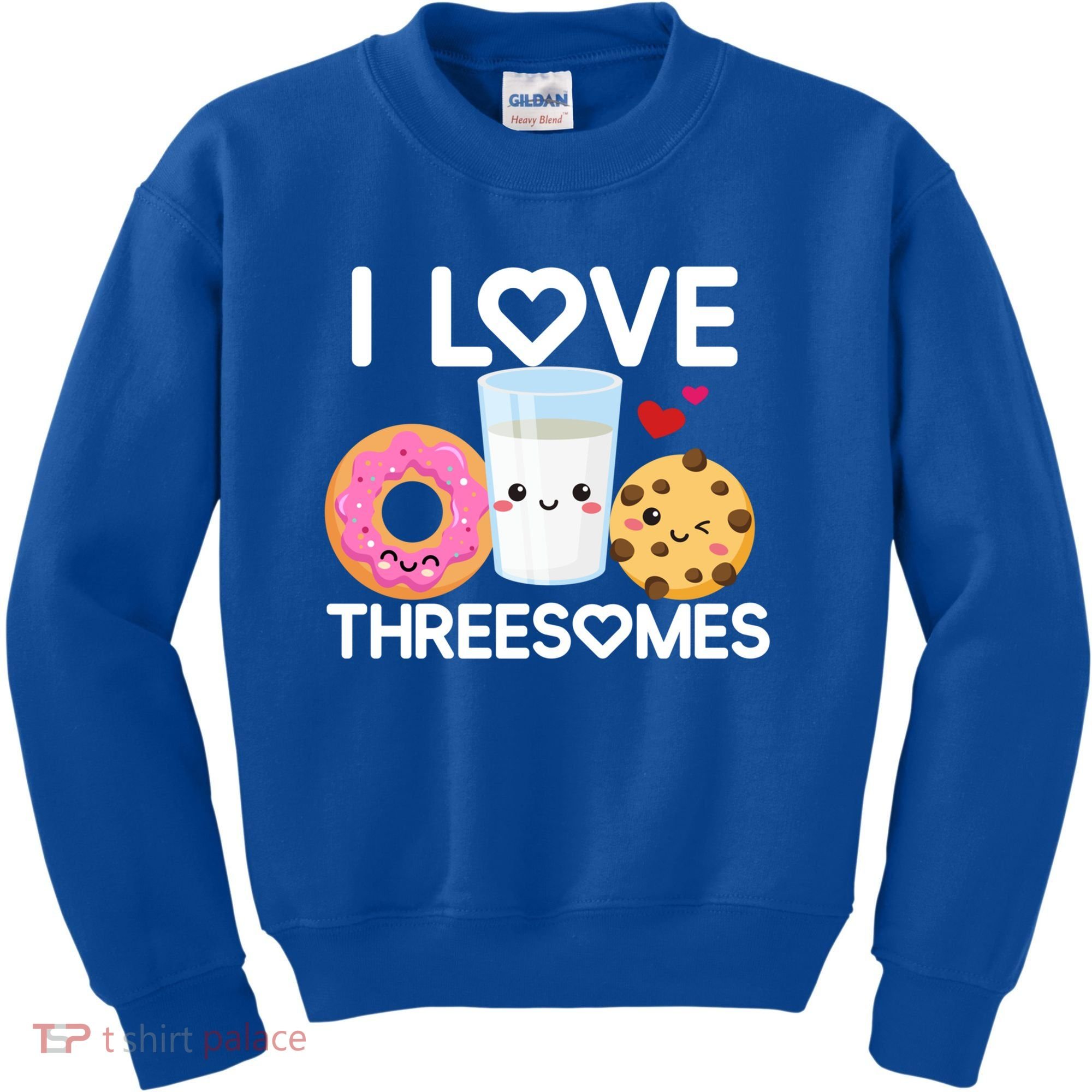 Funny Donut Valentine's Day I Love Threesomes Adult Humor Gift Kids Sweatshirt