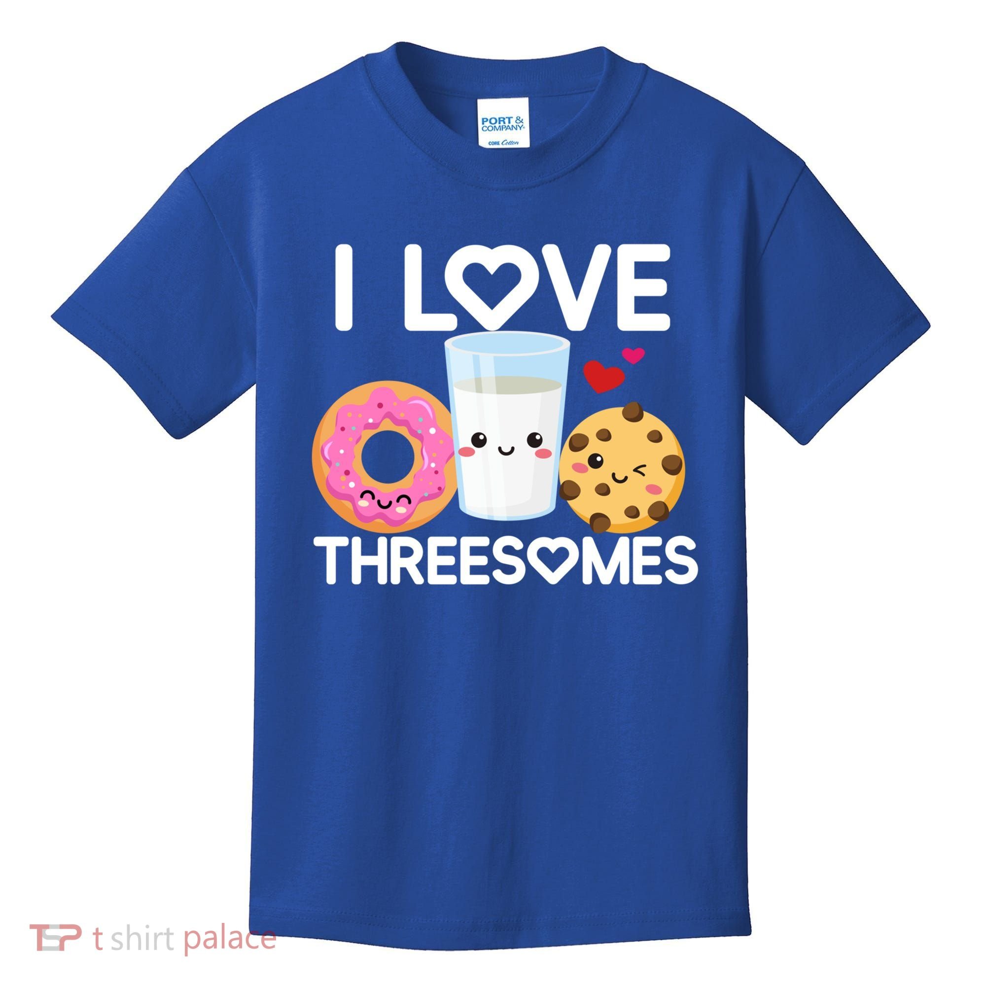Funny Donut Valentine's Day I Love Threesomes Adult Humor Gift Kids T-Shirt