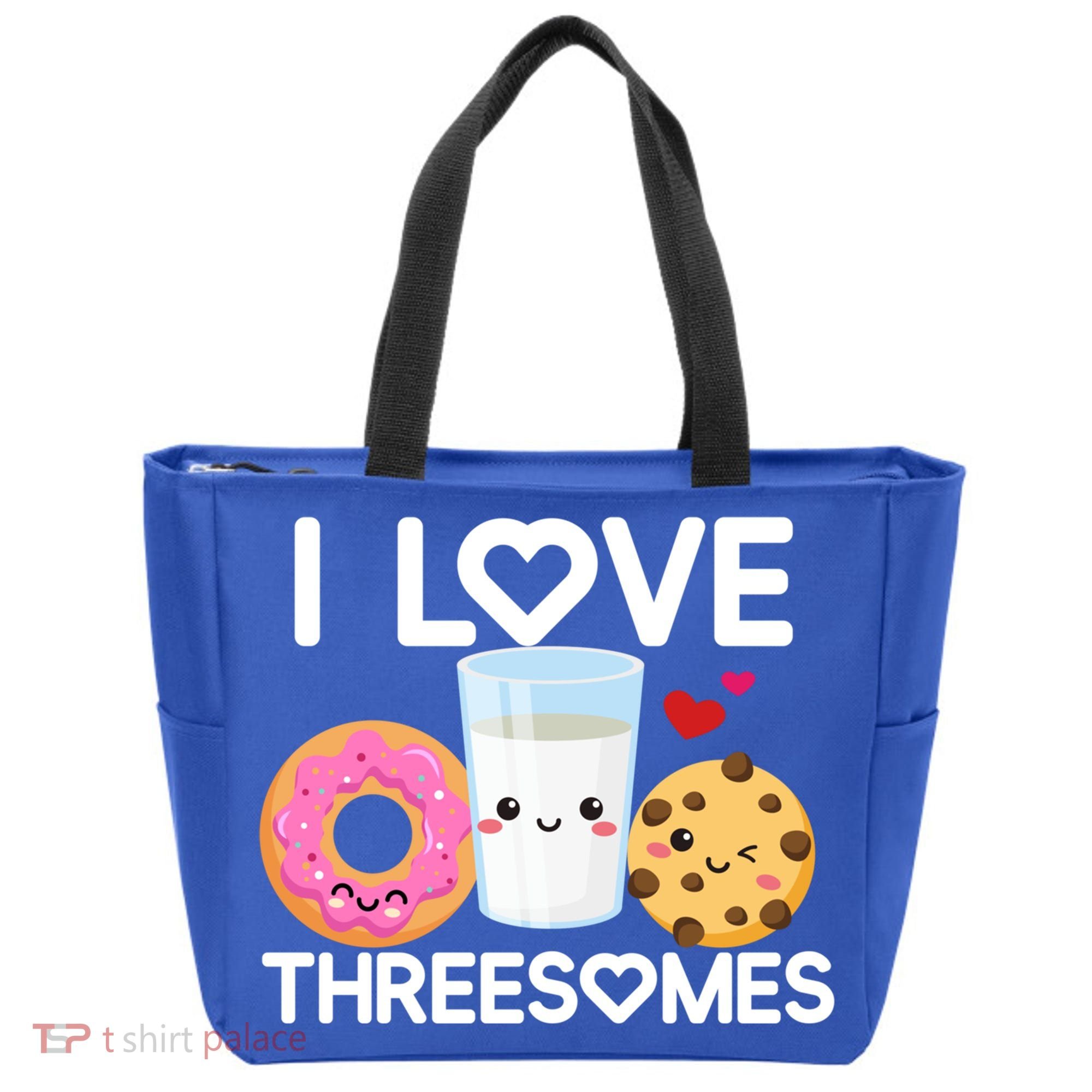 Funny Donut Valentine's Day I Love Threesomes Adult Humor Gift Tote Bag