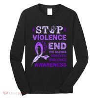Family Domestic Violence Awareness Purple Ribbon Long Sleeve Shirt thumb 0