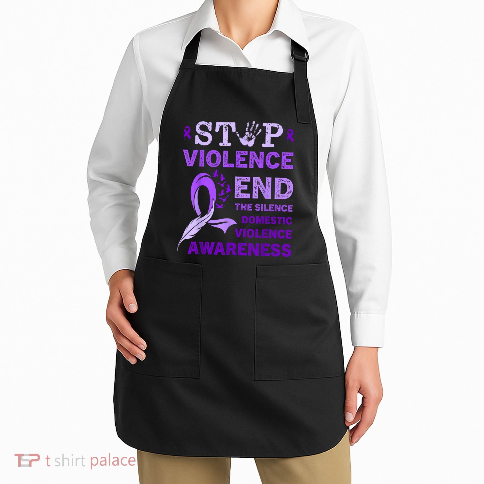 Family Domestic Violence Awareness Purple Ribbon Apron