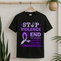 Family Domestic Violence Awareness Purple Ribbon T-Shirt thumb 2