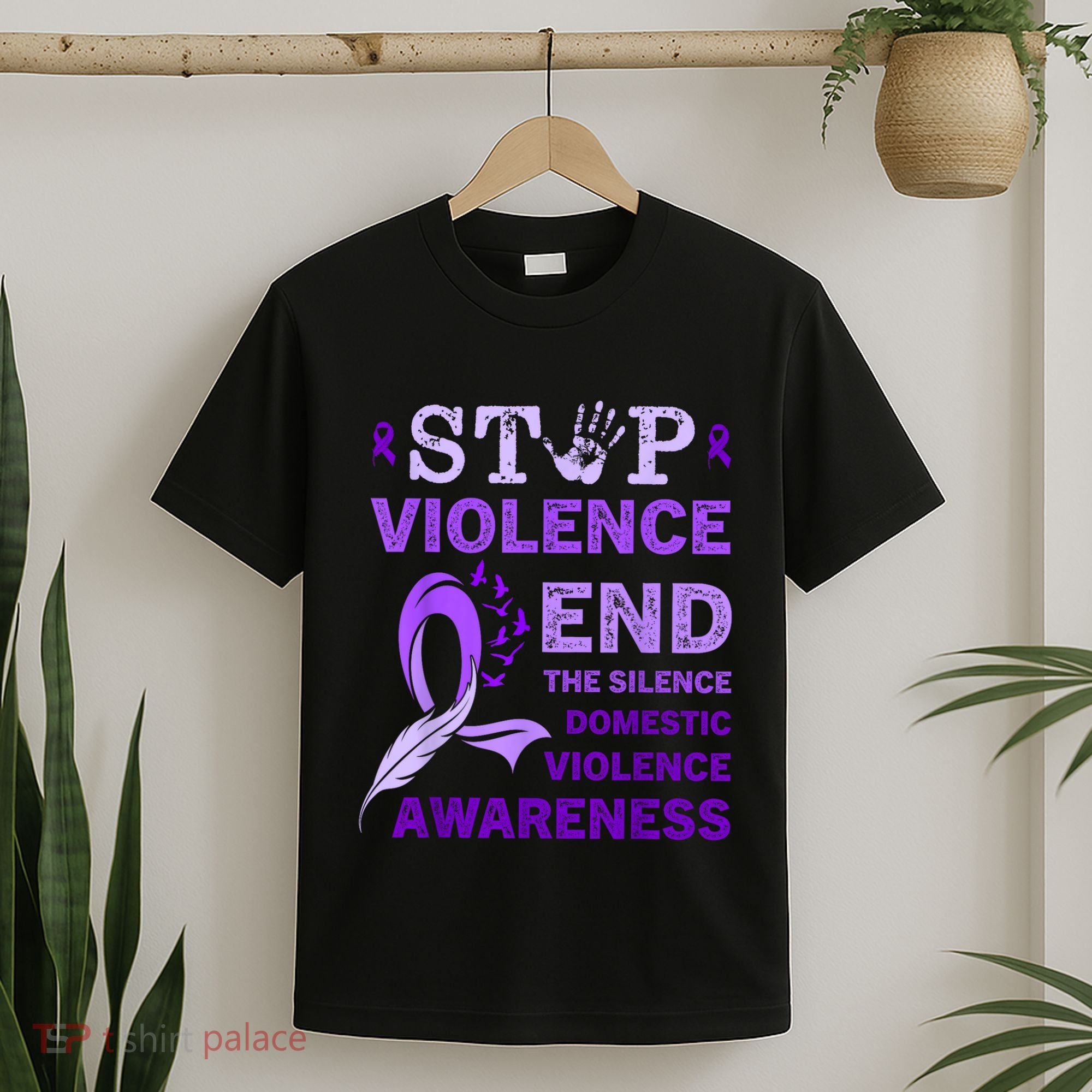 Family Domestic Violence Awareness Purple Ribbon T-Shirt