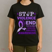 Family Domestic Violence Awareness Purple Ribbon T-Shirt thumb 4