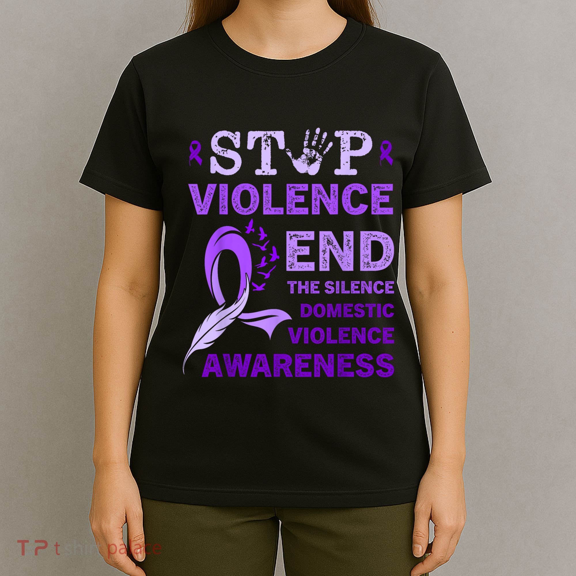 Family Domestic Violence Awareness Purple Ribbon T-Shirt