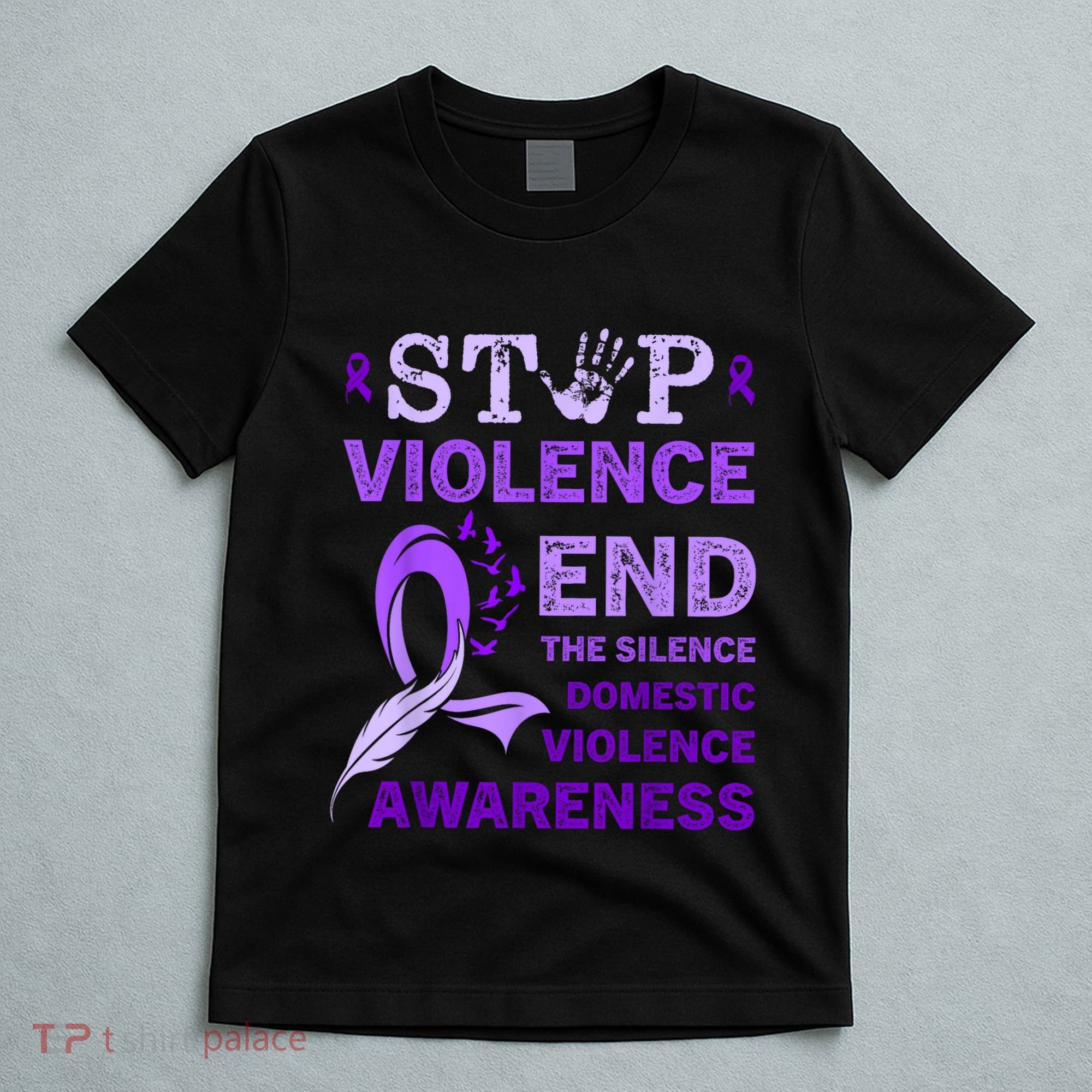 Family Domestic Violence Awareness Purple Ribbon T-Shirt