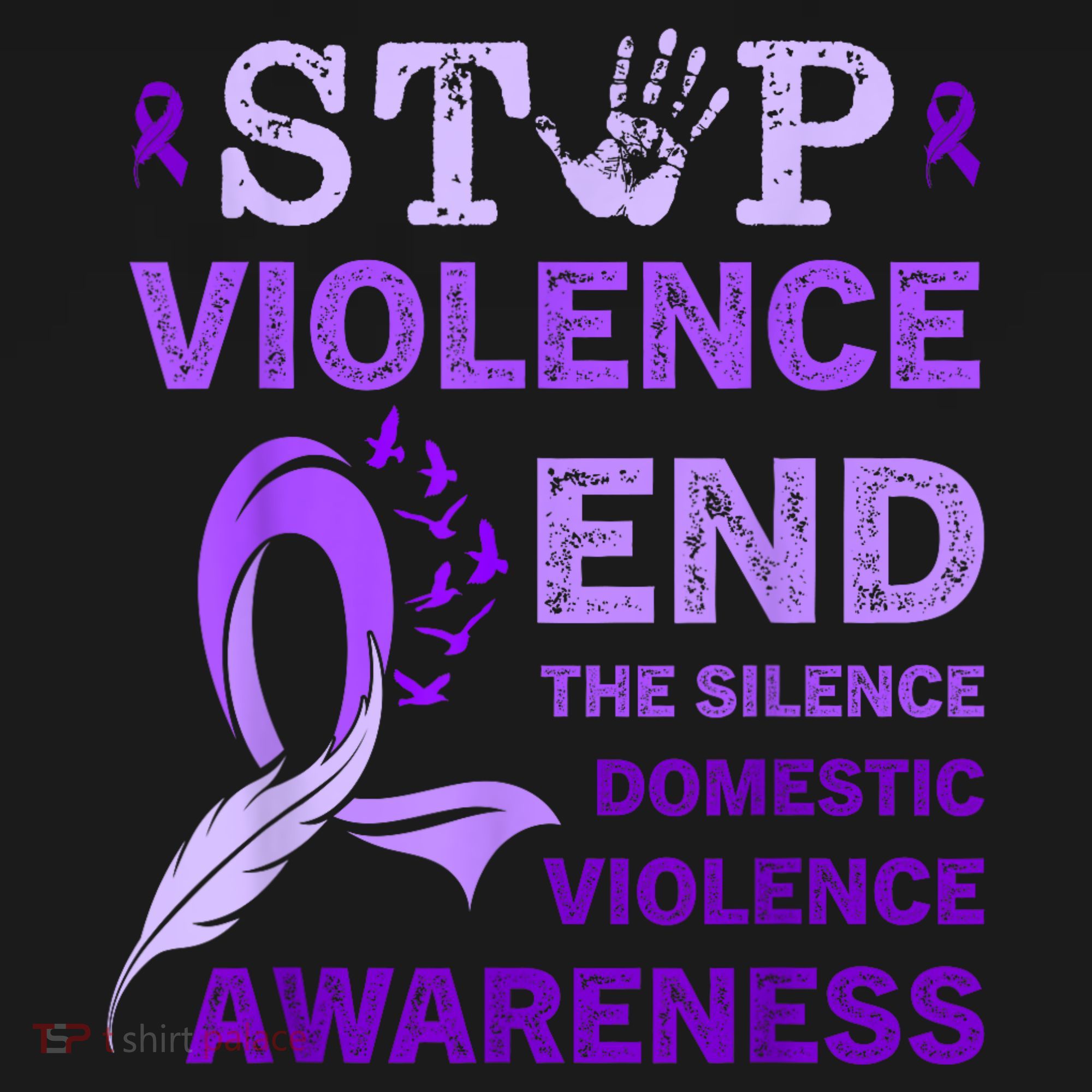 Family Domestic Violence Awareness Purple Ribbon T-Shirt
