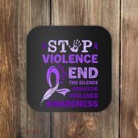 Family Domestic Violence Awareness Purple Ribbon Coaster thumb 0