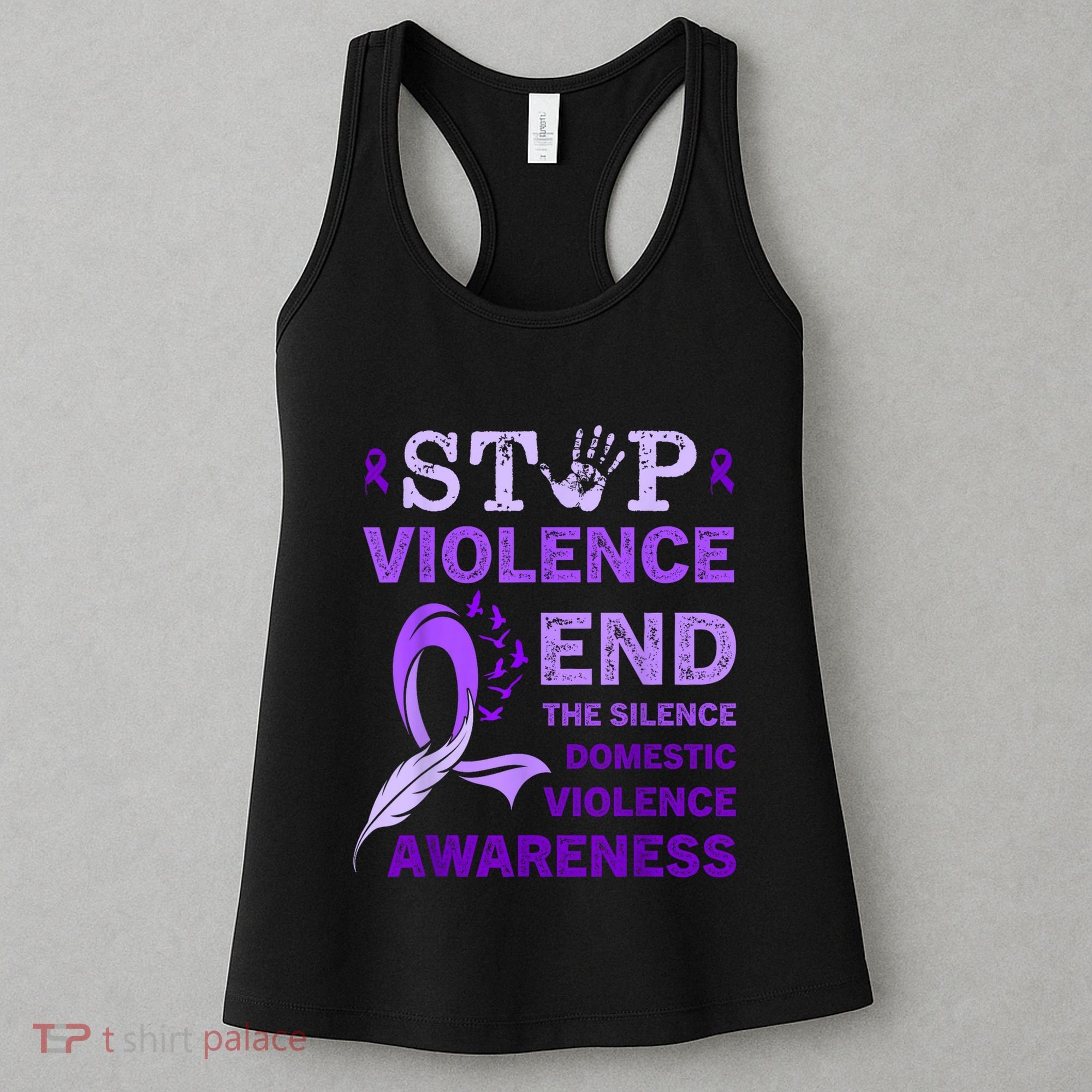 Family Domestic Violence Awareness Purple Ribbon Women's Tank Top