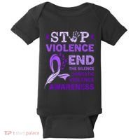 Family Domestic Violence Awareness Purple Ribbon Baby Bodysuit thumb 0