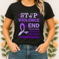 Family Domestic Violence Awareness Purple Ribbon Women's T-Shirt thumb 2