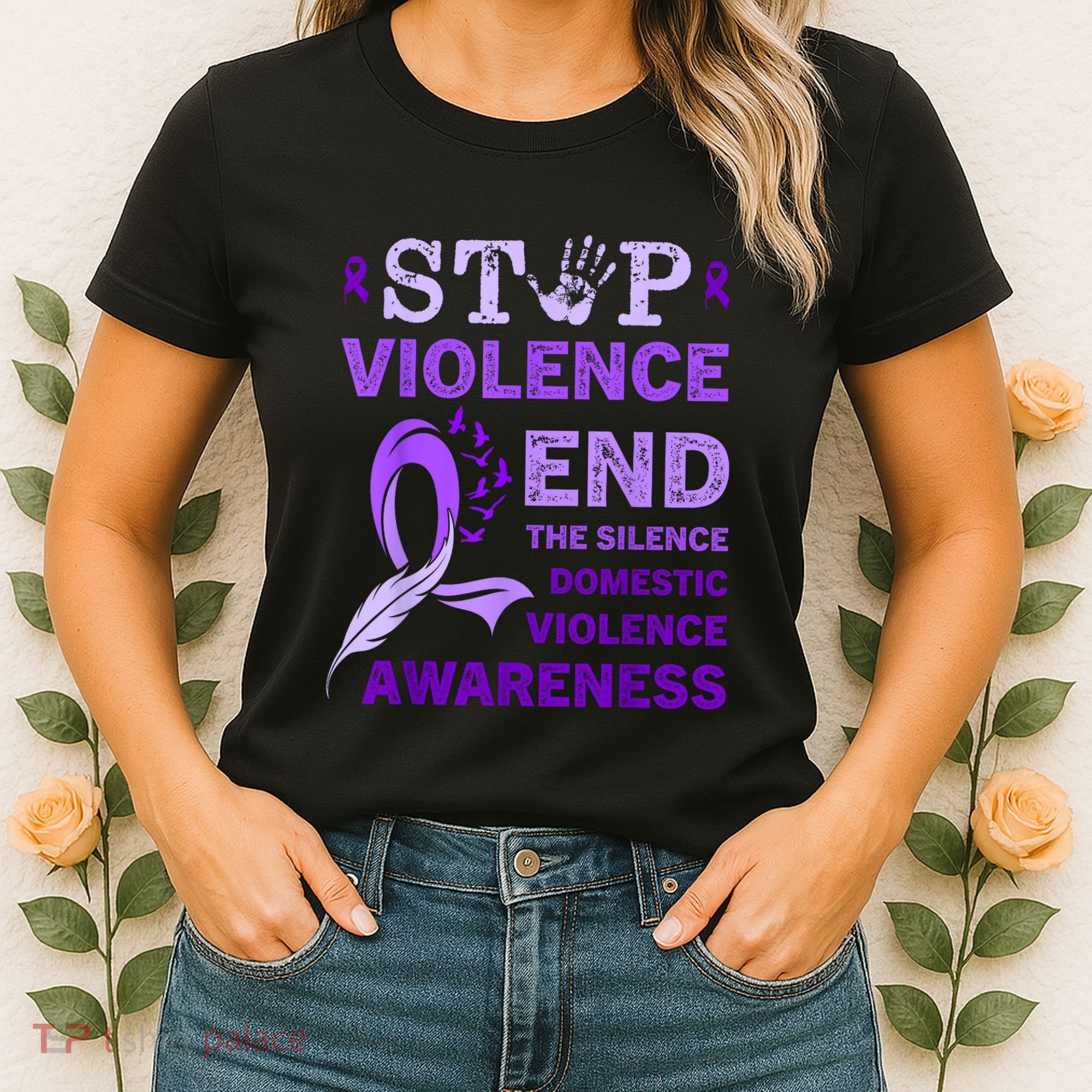 Family Domestic Violence Awareness Purple Ribbon Women's T-Shirt