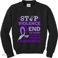 Family Domestic Violence Awareness Purple Ribbon Kids Sweatshirt thumb 0
