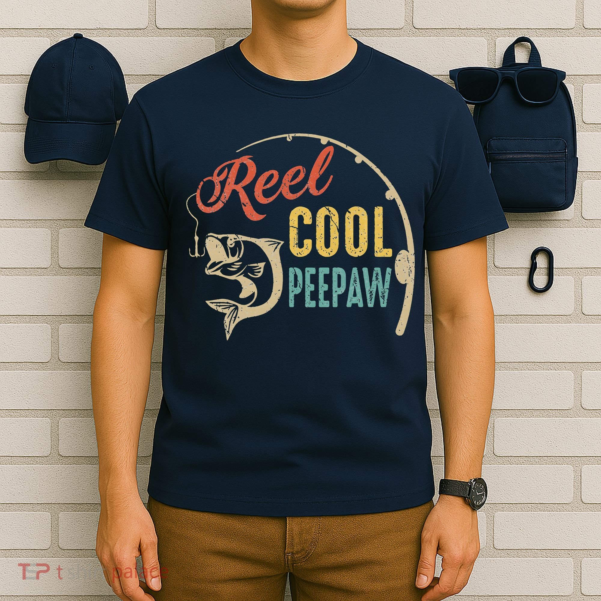 Fathers Day Vintage Fishing Reel Cool Peepaw T-Shirt
