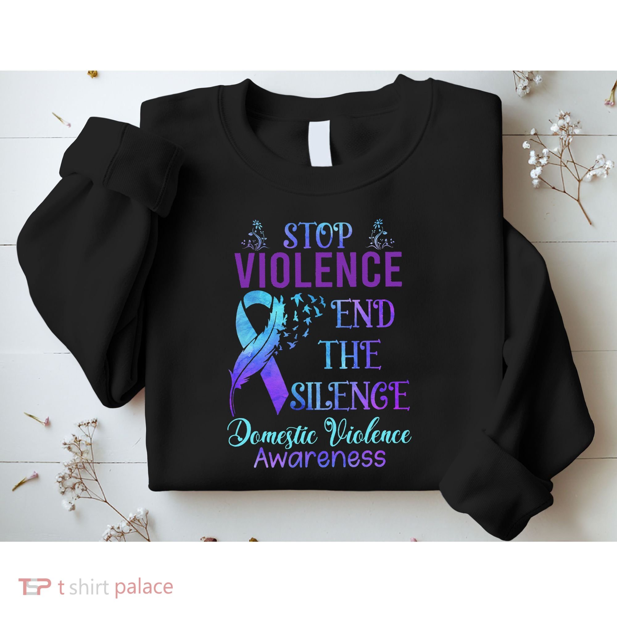 Family Domestic Violence Awareness Purple Ribbon Sweatshirt