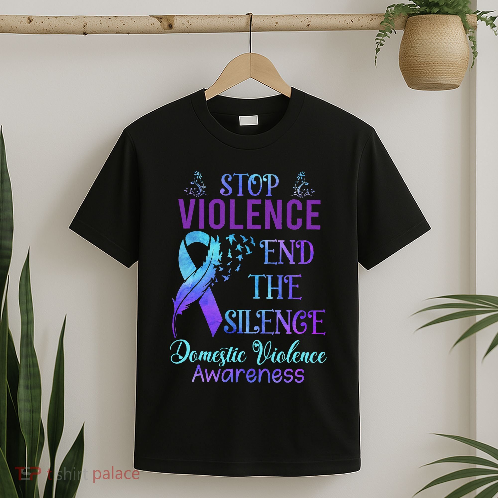 Family Domestic Violence Awareness Purple Ribbon T-Shirt