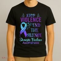 Family Domestic Violence Awareness Purple Ribbon T-Shirt thumb 3