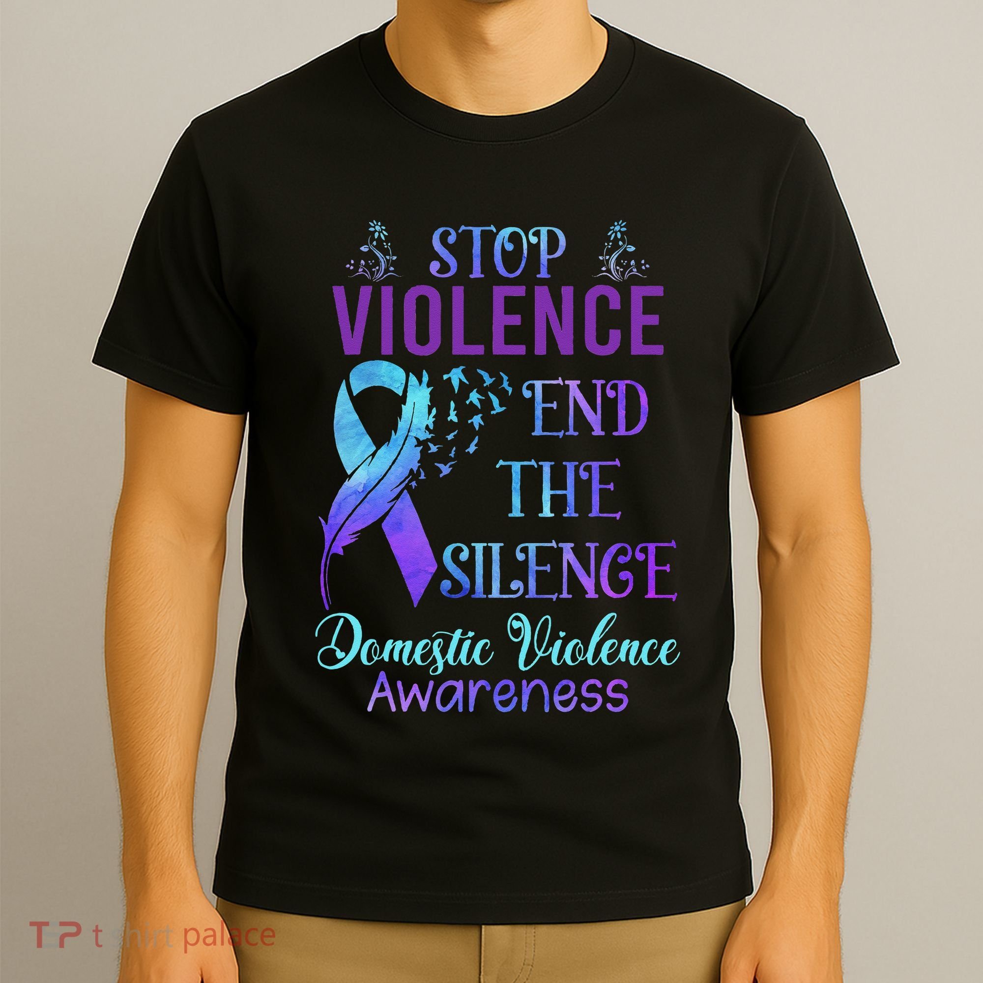 Family Domestic Violence Awareness Purple Ribbon T-Shirt