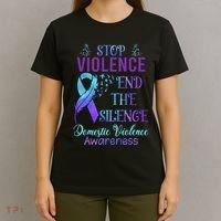 Family Domestic Violence Awareness Purple Ribbon T-Shirt thumb 4