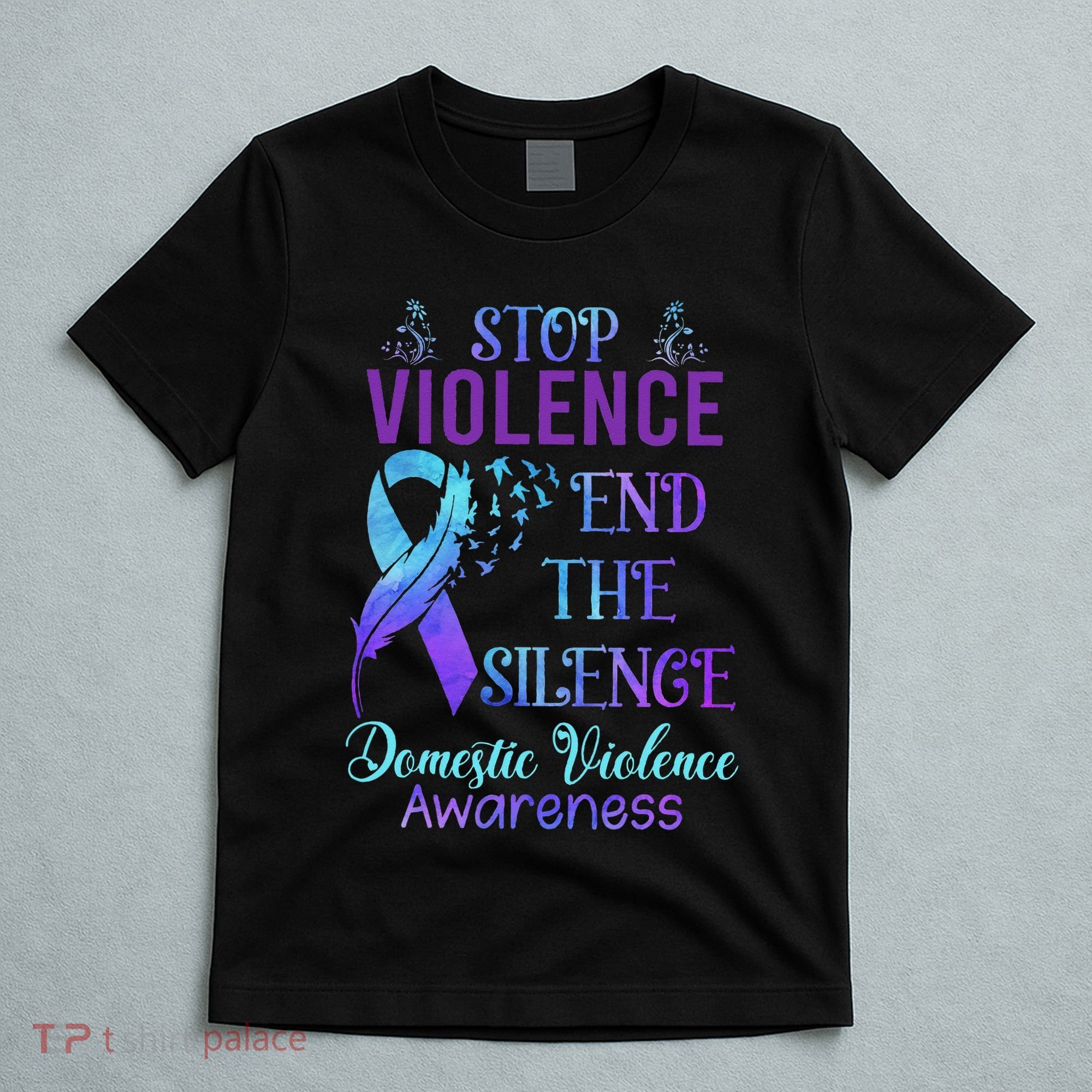 Family Domestic Violence Awareness Purple Ribbon T-Shirt