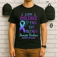 Family Domestic Violence Awareness Purple Ribbon T-Shirt thumb 6