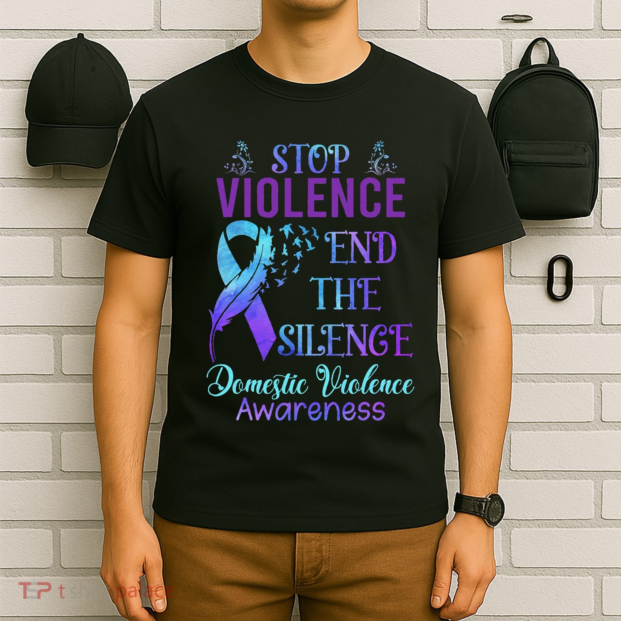 Family Domestic Violence Awareness Purple Ribbon T-Shirt