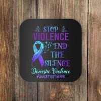 Family Domestic Violence Awareness Purple Ribbon Coaster thumb 0