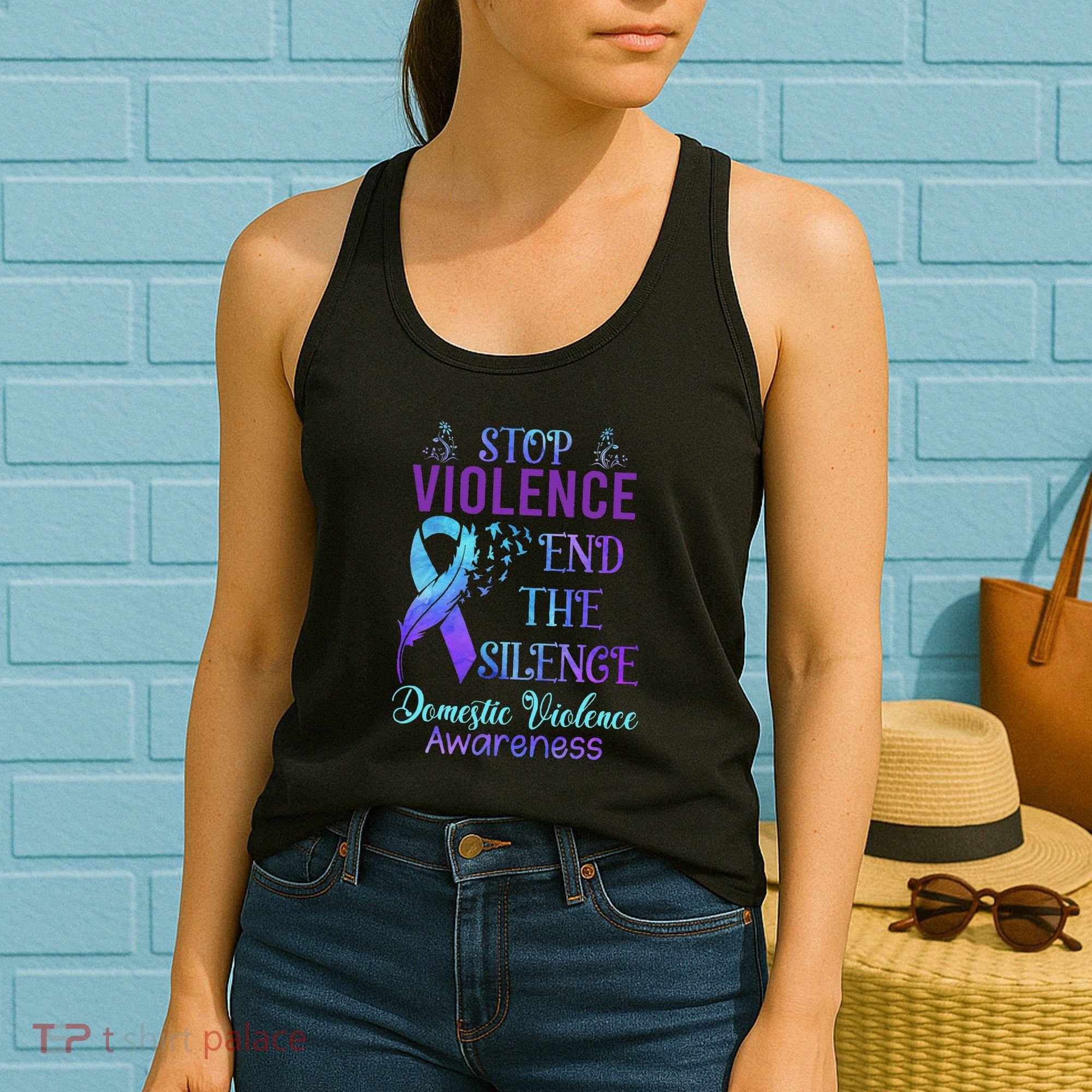 Family Domestic Violence Awareness Purple Ribbon Women's Tank Top