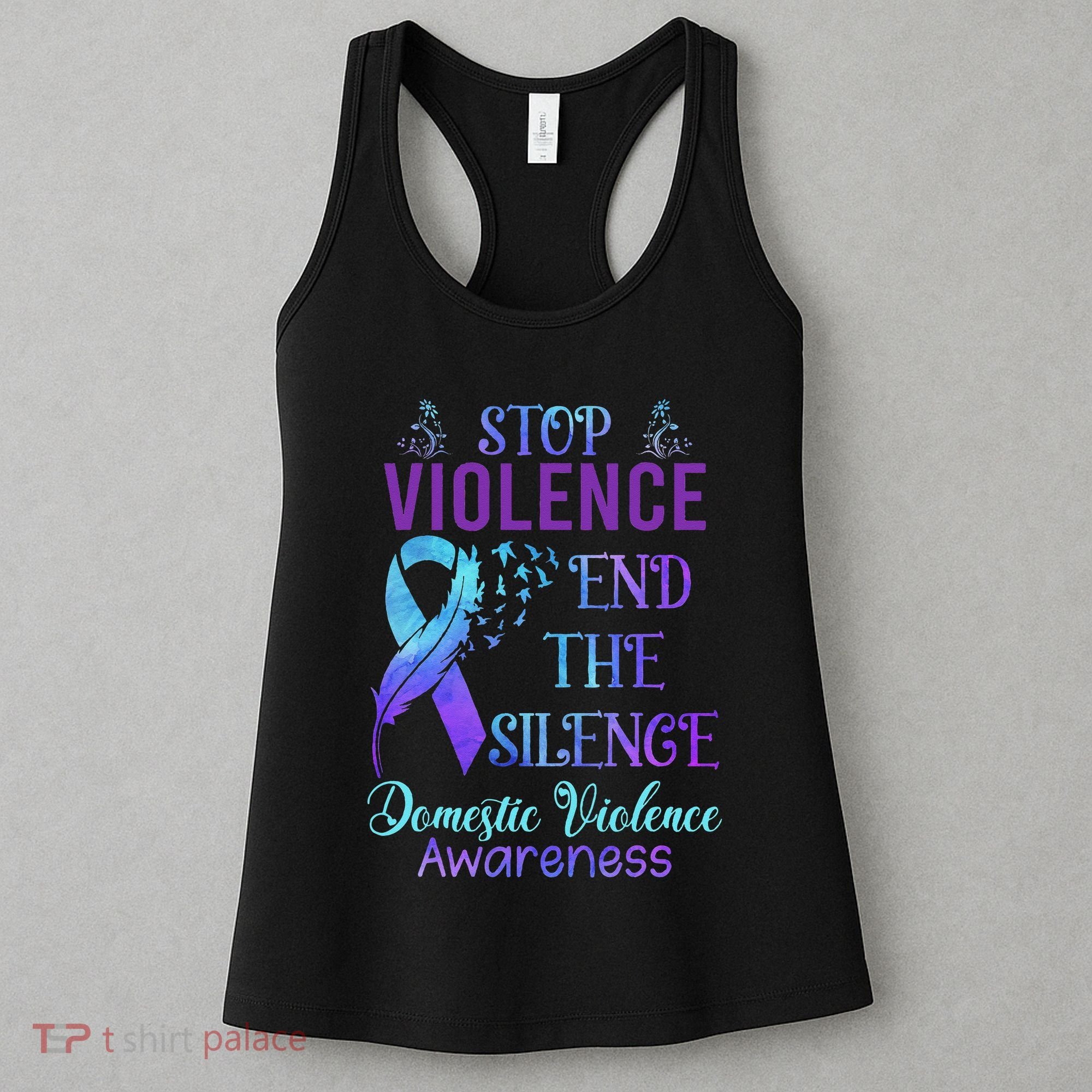 Family Domestic Violence Awareness Purple Ribbon Women's Tank Top