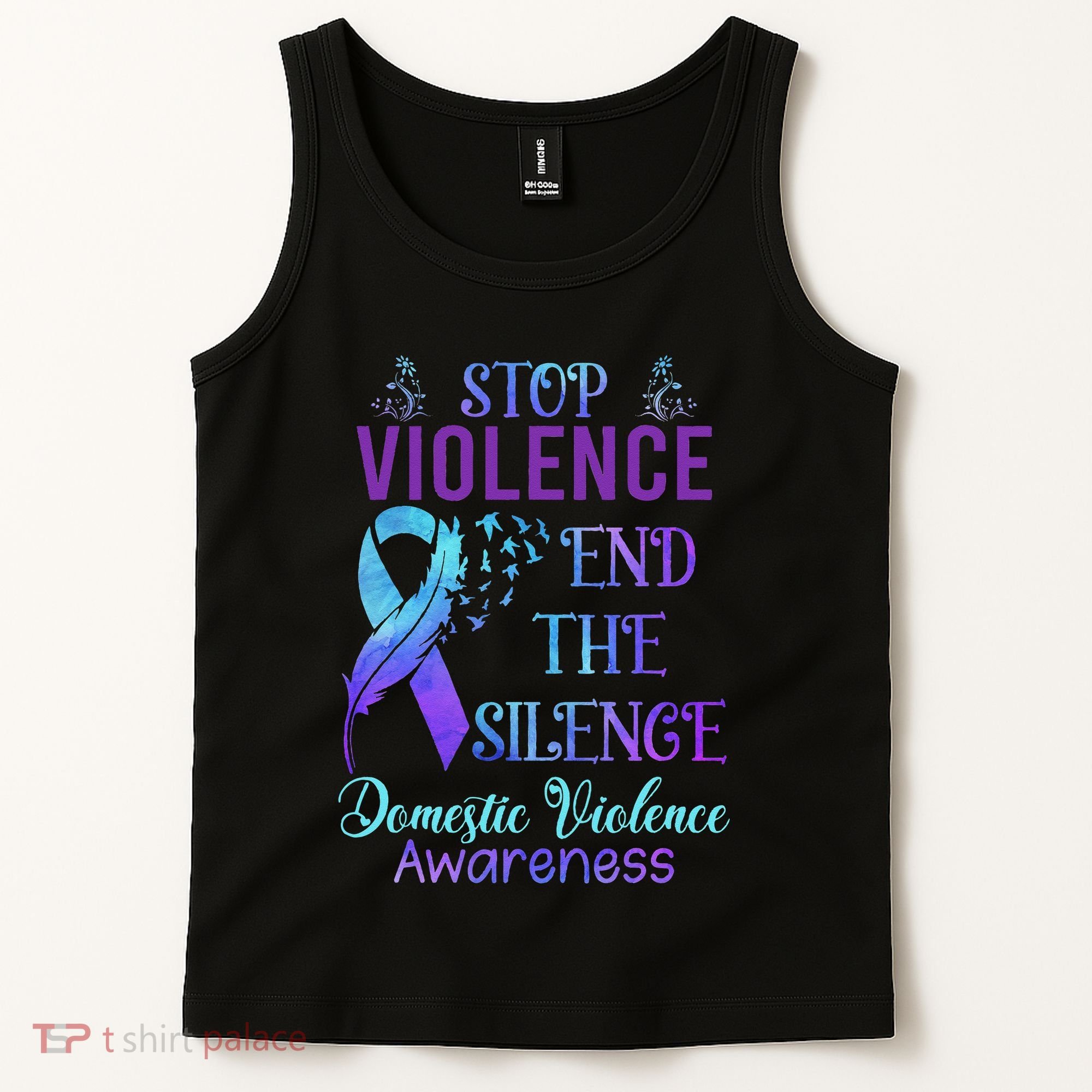 Family Domestic Violence Awareness Purple Ribbon Tank Top