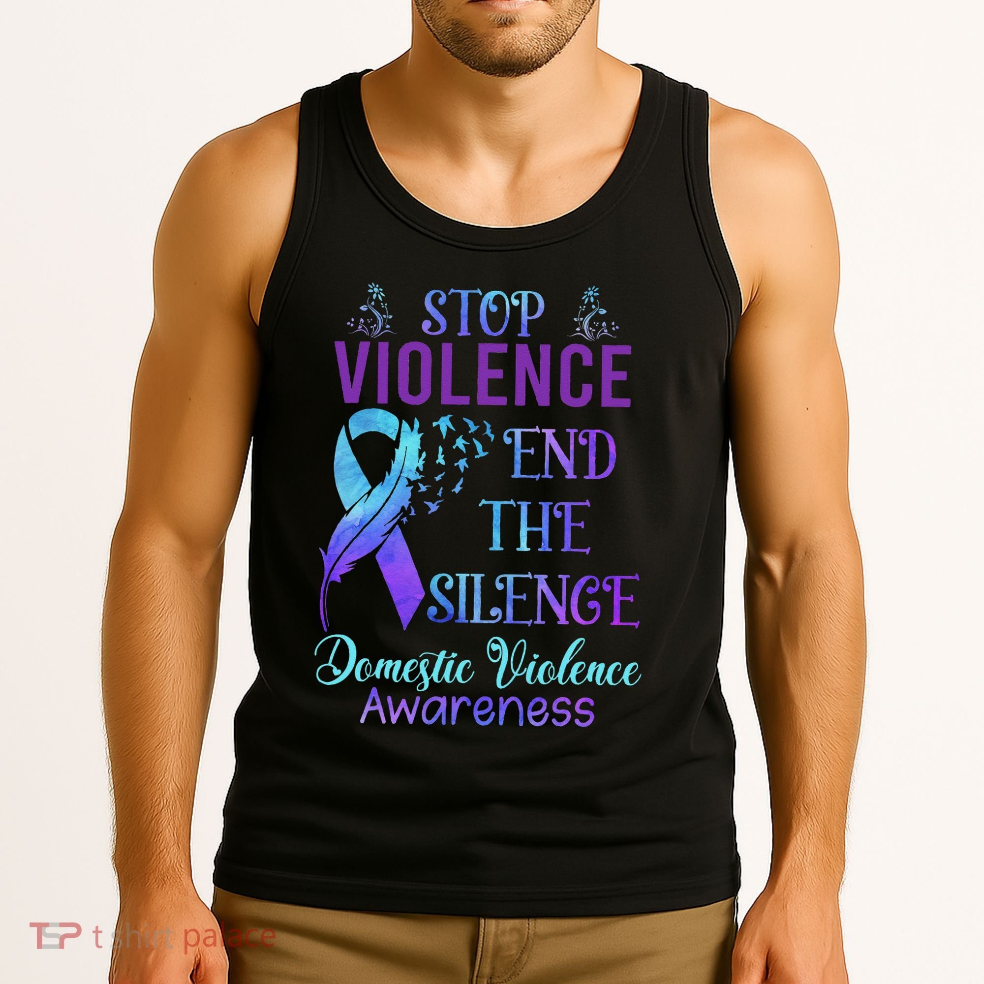 Family Domestic Violence Awareness Purple Ribbon Tank Top