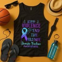 Family Domestic Violence Awareness Purple Ribbon Tank Top thumb 4