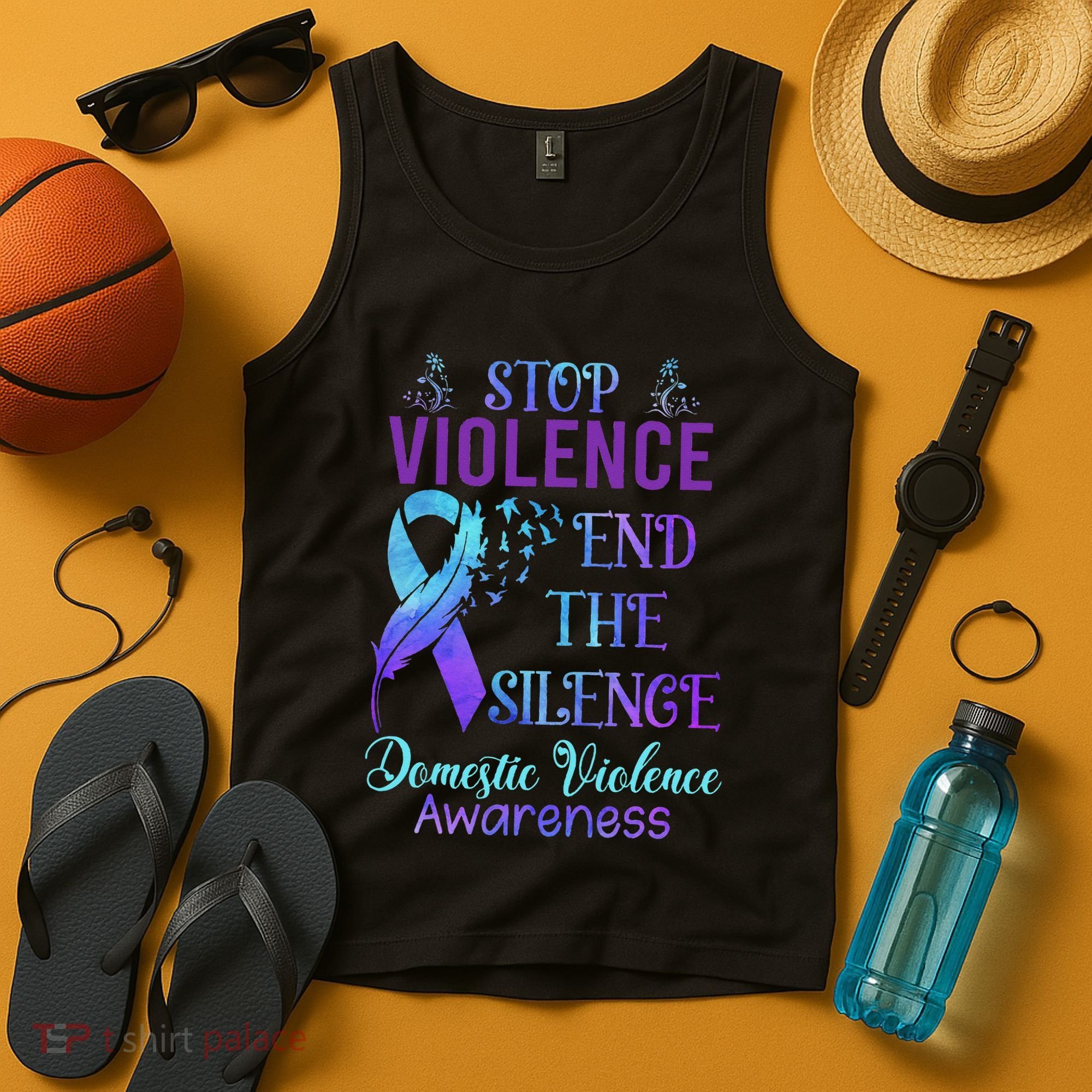 Family Domestic Violence Awareness Purple Ribbon Tank Top