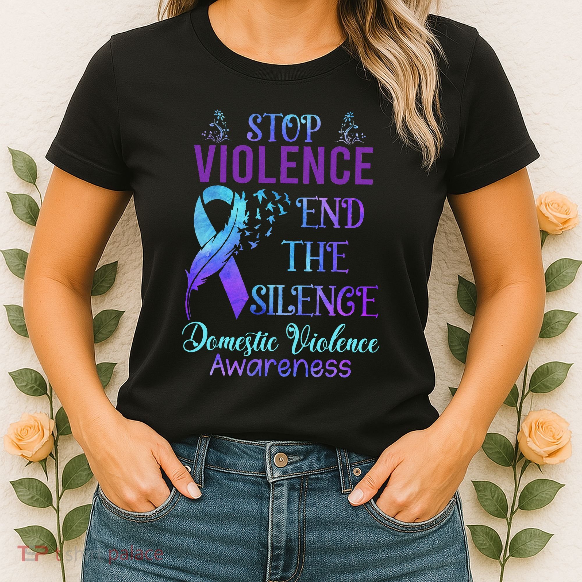 Family Domestic Violence Awareness Purple Ribbon Women's T-Shirt