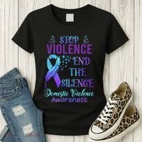 Family Domestic Violence Awareness Purple Ribbon Women's T-Shirt thumb 3
