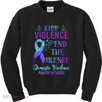 Family Domestic Violence Awareness Purple Ribbon Kids Sweatshirt thumb 0