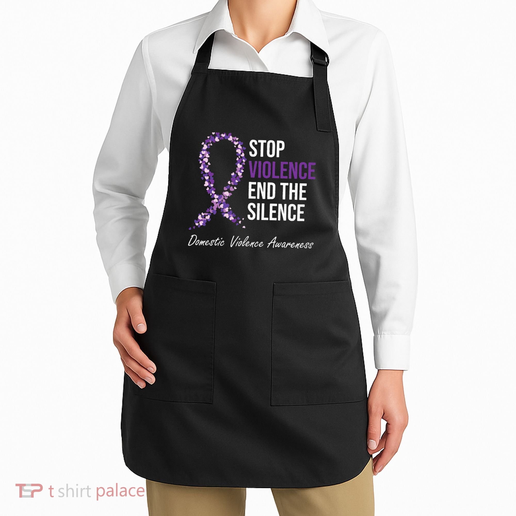 Family Domestic Violence Awareness Purple Ribbon Apron