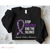 Family Domestic Violence Awareness Purple Ribbon Sweatshirt thumb 2