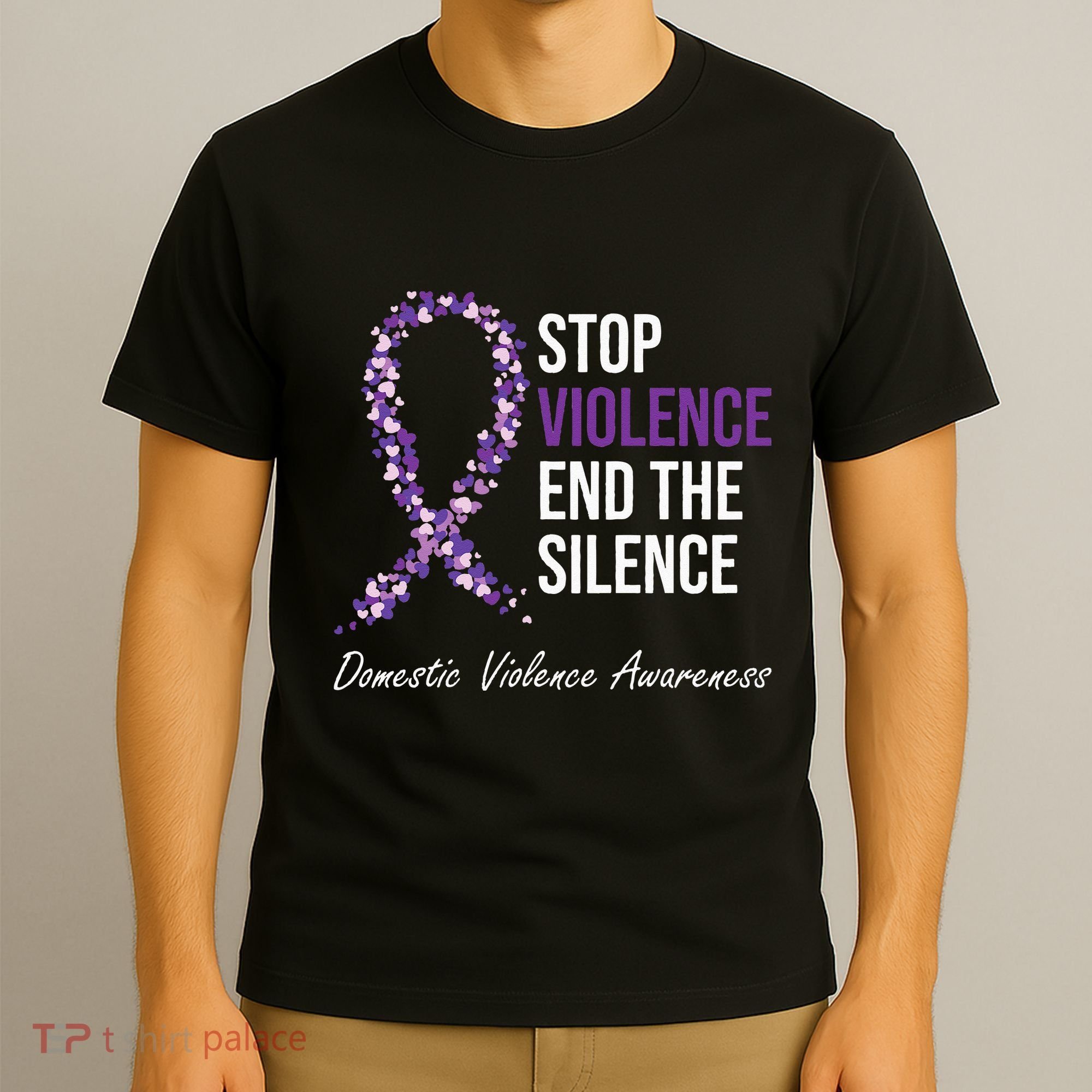 Family Domestic Violence Awareness Purple Ribbon T-Shirt