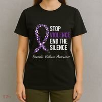 Family Domestic Violence Awareness Purple Ribbon T-Shirt thumb 4