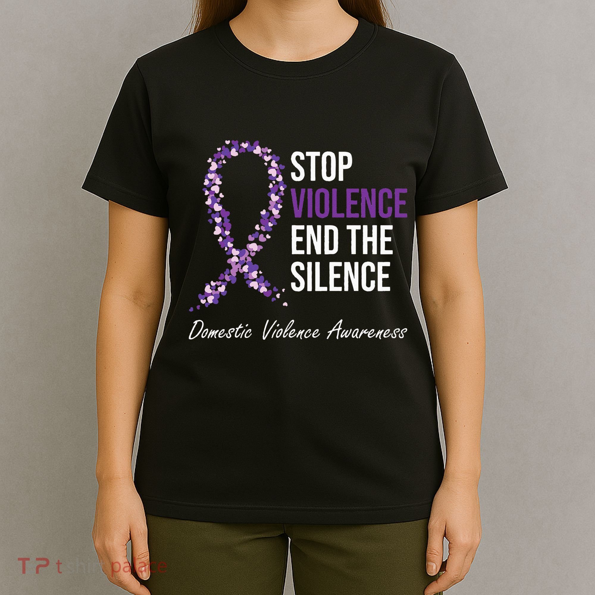 Family Domestic Violence Awareness Purple Ribbon T-Shirt