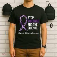 Family Domestic Violence Awareness Purple Ribbon T-Shirt thumb 6