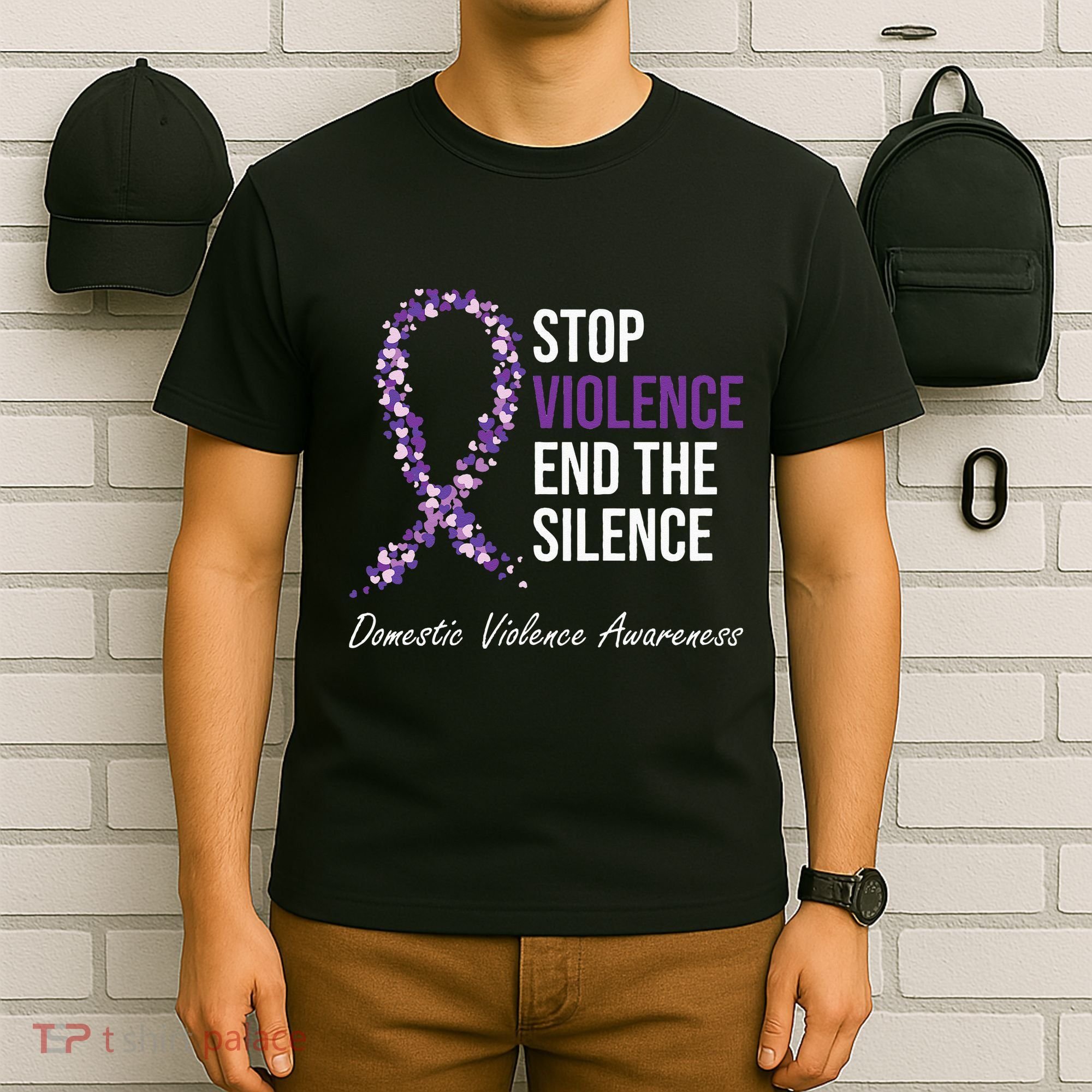 Family Domestic Violence Awareness Purple Ribbon T-Shirt