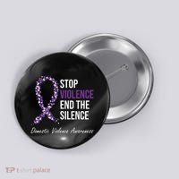 Family Domestic Violence Awareness Purple Ribbon Button thumb 0