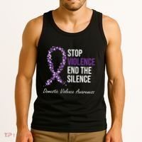 Family Domestic Violence Awareness Purple Ribbon Tank Top thumb 3