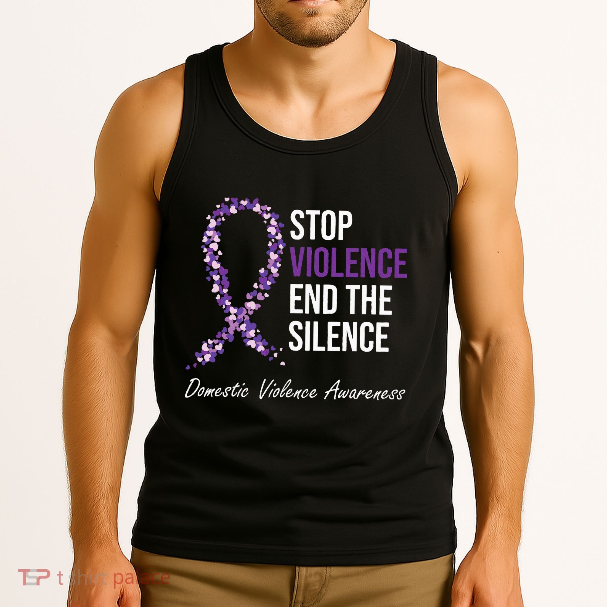Family Domestic Violence Awareness Purple Ribbon Tank Top