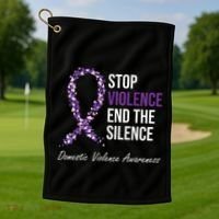Family Domestic Violence Awareness Purple Ribbon Golf Towel thumb 1