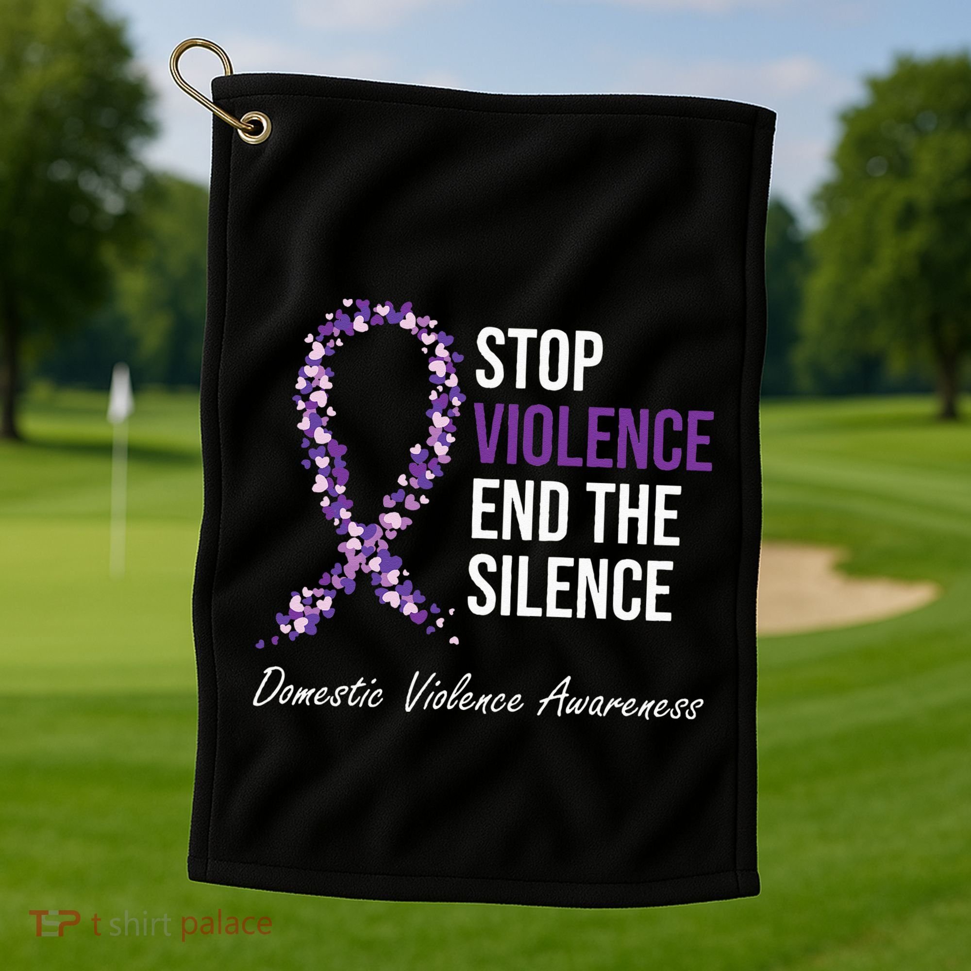 Family Domestic Violence Awareness Purple Ribbon Golf Towel