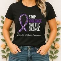 Family Domestic Violence Awareness Purple Ribbon Women's T-Shirt thumb 2
